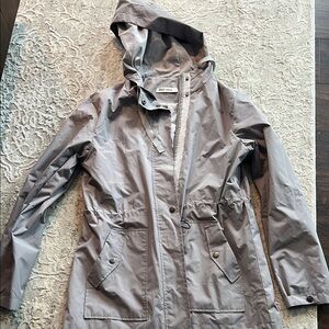 Gray Rain Jacket with Elastic Waist